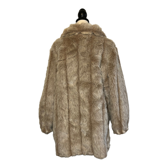 ROAMAN'S Womens Plus Natural Tan Faux Fur Zip Up Jacket Coat Size Large WORN 1X! - Picture 5 of 7